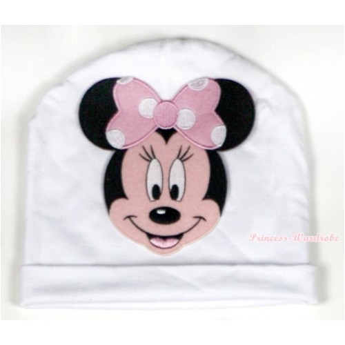 White Cotton Cap with Light Pink Minnie Print TH318 