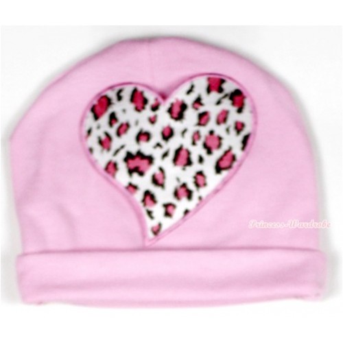 Light Pink Cotton Cap with Light Pink Leopard Heart Print TH324 