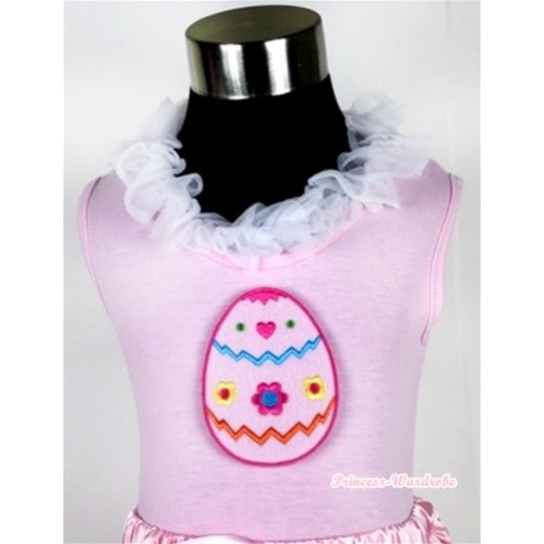 Light Pink Tank Tops with Easter Egg Print with White Lacing TP30 