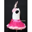 Hot Light Pink Pettiskirt Rabbit Costum with Pink Rosettes Tank Top M07EA 