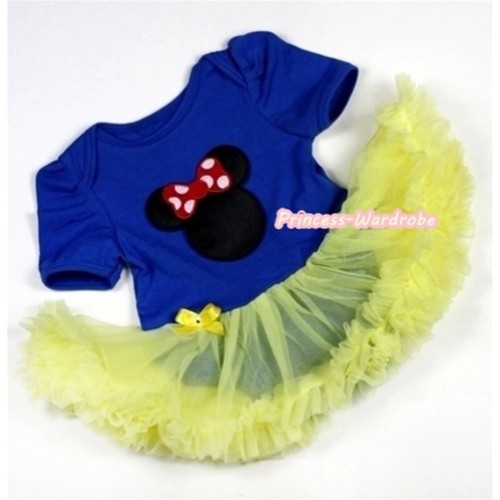 Royal Blue Baby Jumpsuit Yellow Pettiskirt with Minnie Print JS236 