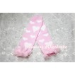 Newborn Baby White Heart Light Pink Leg Warmers Leggings with Ruffles LG117 