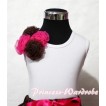 White Tank Top with Bunch of Brown and Hot Pink Rosettes TB134 