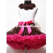 White Tank Tops with Brown Rosettes & Brown Hot Pink Pettiskirt MG21 
