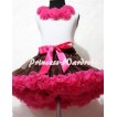 White Tank Tops with Hot Pink Rosettes & Brown Hot Pink Pettiskirt MG22 