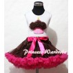 Brown Hot Pink Pettiskirt With Brown Rosettes Birthday Cake White Tank Top and Brown Ruffles Brown Bows ML32 