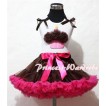 Brown Hot Pink Pettiskirt With Brown Rosettes Birthday Cake White Tank Top and Brown Ruffles Brown Bows ML32 