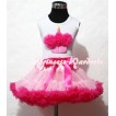 Light Hot Pink Pettiskirt With Hot Pink Rosettes Birthday Cake White Tank Top and Light Pink Ruffles Hot Pink Bows ML36 