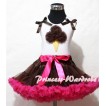 Brown Hot Pink Pettiskirt With Brown Ice Cream White Tank Top and Brown Ruffles Brown Bows ML43 