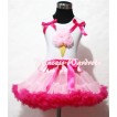 Light Hot Pink Pettiskirt With Light Pink Ice Cream White Tank Top and Light Pink Ruffles Hot Pink Bows ML44 