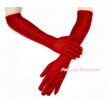 Red Wedding Elbow Length Princess Costume Long Satin Gloves C216 