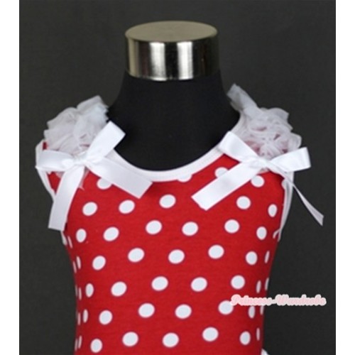Minnie Dots Tank Top with White Ruffles and White Bows TP135 