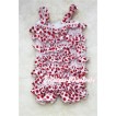Minnie Red White Polka Dot Petti Romper with Straps and White Bow LR40 