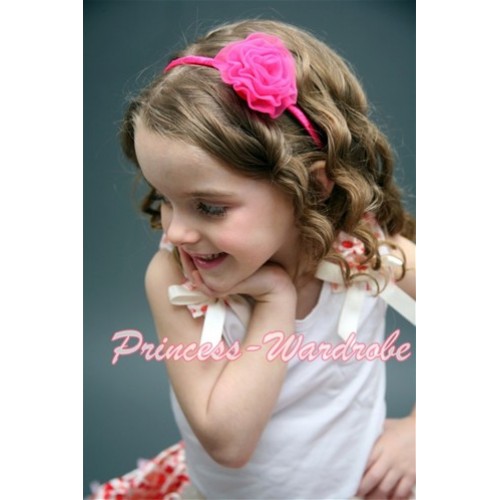 Lovely Solid Color Ribbon Handmade Headband with Colorful Rose HB01 