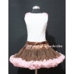 White Tank Tops with Brown Light Pink Rosettes & Brown Light Pink Pettiskirt M159 
