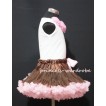 White Tank Tops with Light Pink Brown Rosettes & Brown Light Pink Pettiskirt M160 