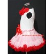 White Tank Tops with Red Light Pink Rosettes & Light Pink Red Pettiskirt M161 