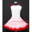 White Tank Tops with Red Light Pink Rosettes & Light Pink Red Pettiskirt M161 