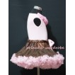 Brown and Light Pink Pettiskirt with Matching Light Pink Rosettes Pink Tank Tops MP01 