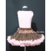 Brown and Light Pink Pettiskirt with Matching Light Pink Rosettes Pink Tank Tops MP01 