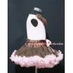 Brown and Light Pink Pettiskirt with Matching Brown and Light Pink Rosettes Pink Tank Tops MP03 