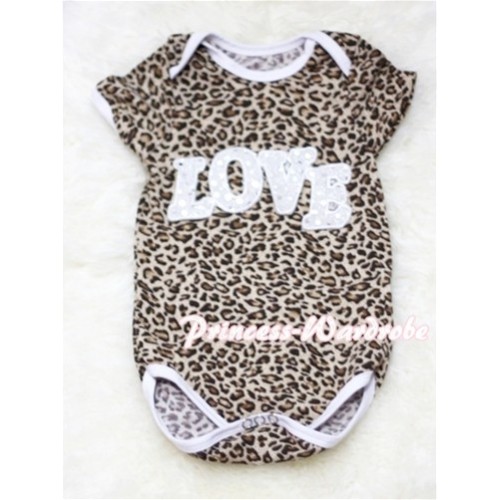 Leopard Print Baby Jumpsuit with Sparkle Love Print TH16 