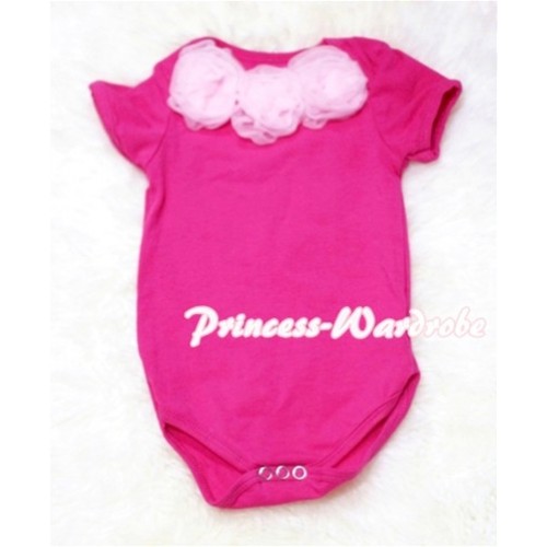 Hot Pink Baby Jumpsuit with Light Pink Rosettes TH30 