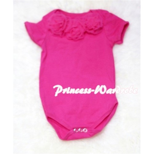 Hot Pink Baby Jumpsuit with Hot Pink Rosettes TH31 