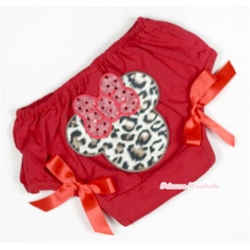 Red Bloomer With Leopard Minnie Print & Red Bow BL111 