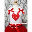 Minnie Dot Heart White Tank Top with Red Ruffles Red Bows TM176 