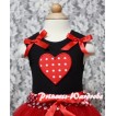 Minnie Dot Heart Black Tank Top with Red Ruffles Red Bows TM178 