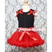 Black Baby Pettitop & Red Ruffles & Red Bow with Minnie Waist Baby Pettiskirt NG335 