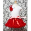 White Baby Pettitop & Bunch of Minnie Red White Rosettes & Red Ribbon with Minnie Waist Baby Pettiskirt NG347 