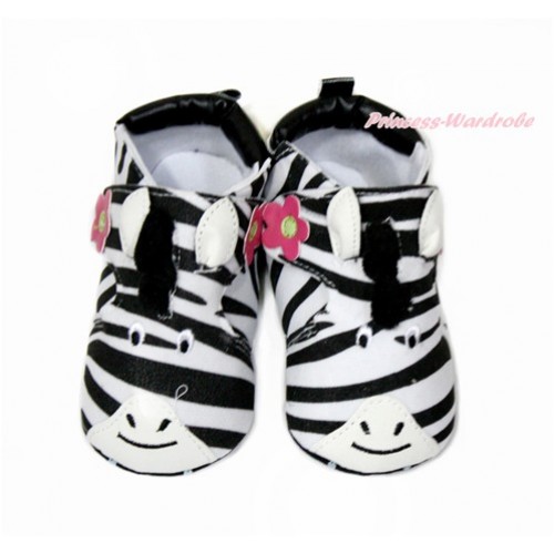 Hot Pink Flower Zebra Shoes S633 