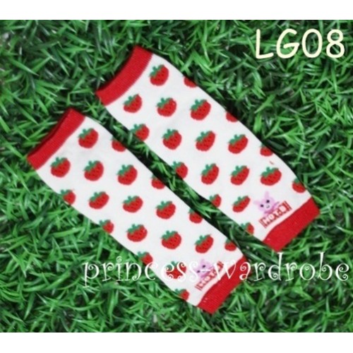 Newborn Baby White Strawberry Leg Warmers Leggings LG08 