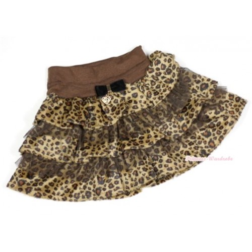 Brown Leopard Tiered Layer Skirt Dress B146 