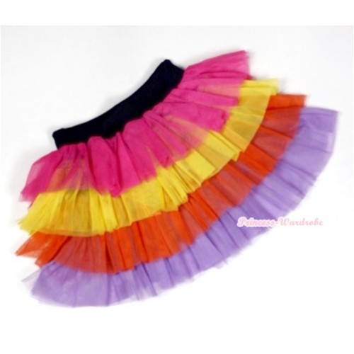 Hot Pink Yellow Red Lavender Tiered Layer Skirt Dress B150 