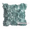 Aqua Blue 3D Rosettes Solid Color Home Sofa Cushion Cover HG014 