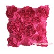 Hot Pink 3D Rosettes Solid Color Home Sofa Cushion Cover HG017 