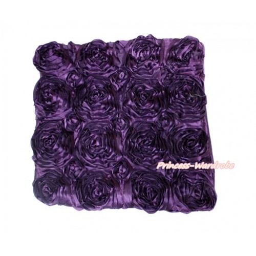 Dark Purple 3D Rosettes Solid Color Home Sofa Cushion Cover HG033 