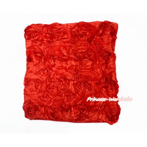 Hot Red 3D Rosettes Solid Color Home Sofa Cushion Cover HG034 