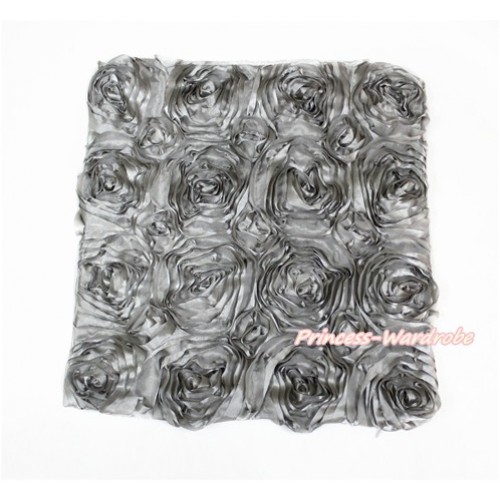 Grey 3D Rosettes Solid Color Home Sofa Cushion Cover HG035 