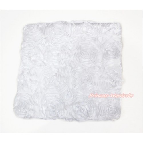 White 3D Rosettes Solid Color Home Sofa Cushion Cover HG036 