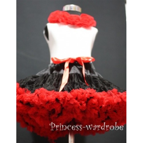 White Tank Tops with Red Rosettes & Black Red Pettiskirt M33 