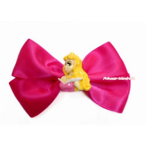 Sleeping Beauty with Hot Pink Ribbon Bow Hair Clip H829 