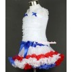 Patriotic American Star Waist Red White Royal Blue Pettiskirt with White Ruffles Tank Top With Royal Blue Bows MR223 