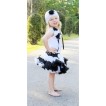 Black White Multi-colo​r Pettiskirt with White Tank Top & a Bunch of Black White Rosettes& Black Bow MW11 