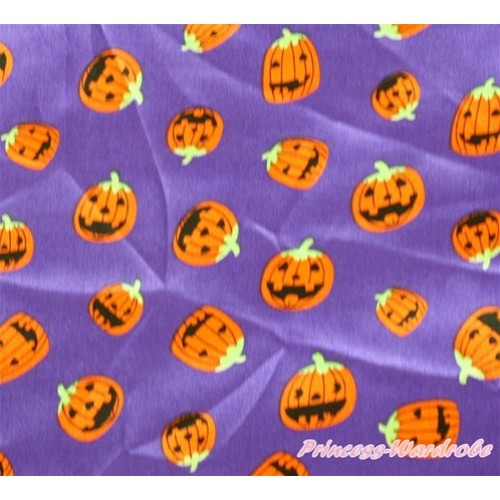 1 Yard Dark Purle Pumpkin Print Satin Fabrics HG040 