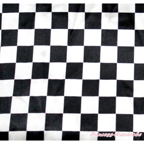 1 Yard Black White Checked Print Satin Fabrics HG055 