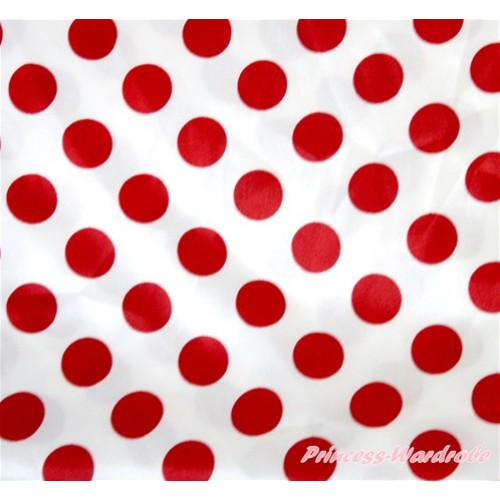 1 Yard White Red Dots Print Satin Fabrics HG067 